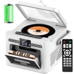Lecteur cd portable boombox avec lecteur cassette, radio fm avec lecteur cd, batterie rechargeable, t�l�comman ...