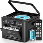 Lecteur cd portable, lecteur cassette boombox avec radio fm, bluetooth 5. 1, batterie rechargeable 5000 ...