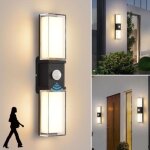 Led 12w applique murale ext�rieur avec d�tecteur de mouvement, 3000k blanc chaud moderne luminaire murale, ...