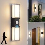 Led 12w applique murale extrieur avec dtecteur de mouvement, 3000k blanc chaud moderne luminaire murale, ...