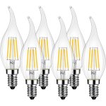 Led ampoule flamme e14, blanc chaud(2700k), 4w quivalent 40w, 600lm, lot de 10