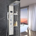 Led colonne de douche hydromassage nickel bross� acier inoxydable 5 fonctions(cascade et pluie t�te de ...