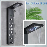Led colonne de douche noir hydromassage , affichage de la température de l'eau 2 grandes buses de massage ... Led colonne de douche noir hydromassage , affichage de la température de l'eau 2 grandes buses de massage ...