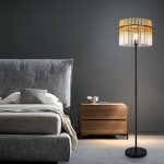 Led lampadaire lampe de chambre  coucher ambre lampe d'appoint noire barres en verre, mtal, 7w 806lm ...
