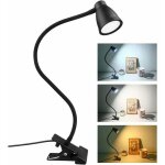 Led lampe de bureau � pince, 3 couleur luminosit� r�glable, usb lampe de chevet pince, protection des ...