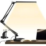 Led lampe de bureau avec pince et base ronde, lampe d'architecte 14w, bras r�glable pliable, 3 temp�ratures ...