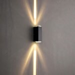 Led lampe murale int�rieure, noir moul�e en aluminium a men� l'�tanche mur sconce haut et bas luminosit� ...