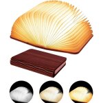 Led livre lampe, rechargeable par usb, lumi�re led magn�tique en bois, lampe de lecture pliante (brun) ...