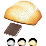 Led livre lampe, rechargeable par usb, lumi�re led magn�tique en bois, lampe de lecture pliante (noir) ...