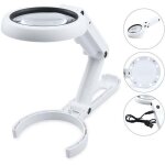 Led loupe lamp, loupe mains libres dimmable avec lumi�re et support, loupe de bureau