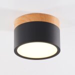 Led plafonnier, spot en saillie, finition bois, mini plafonnier, rond, noir, lumi�re naturelle 4000 k, ...