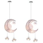 Led suspension luminaire moderne lustre lune toiles lumire plafonnier avec 5 ampoules 32cm lumire ...
