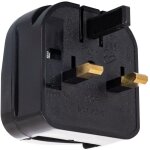 Adaptateur prise type e t�te large avec c�ble droit � prise type g (uk) noir