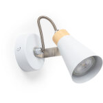 Ledkia ? lampe murale orientable m�tal et bois ? applique gu10 blanche ? design moderne pour salon et ...