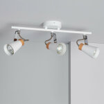 Ledkia - plafonnier orientable m�tal et bois mara 3 spots blanc