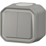 Double interrupteur / va - et - vient ou poussoir plexo complet saillie - gris - legrand