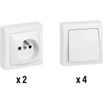 Legrand - lot 2 interrupteurs ou va - et - vient + 4 prises de courant appareillage saillie