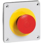 Plaque équipée d'un bouton d'arrêt d'urgence osmoz ip66 pour coffret p17 à fixer sur plastron pré - percé ... Plaque équipée d'un bouton d'arrêt d'urgence osmoz ip66 pour coffret p17 à fixer sur plastron pré - percé ...