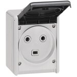 Legrand - prise 2p + t tanche 32a plexo complet ip55 saillie gris (055872)