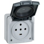 Legrand - prise tanche 3p + t + n plexo complet gris ip55 20a 091657