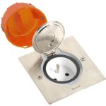 Prise de sol inox �tanche ip44 avec clapet de protection + boite � encastrer - legrand