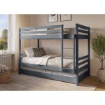 Deco in paris - lit superpos gigogne 3 couchages en bois gris leopaul 90 x 190