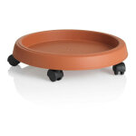 Porte plantes  roulettes - d 30 cm - marron - support pots de fleurs roulant - livraison gratuite