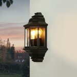 Licht - erlebnisse - wandlampe au�en schwarz h: 43 cm 2x e27 alu glas maritim au�enleuchte wand haus