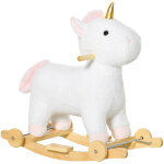 Licorne � bascule pour enfant avec base courbe et roues, jouet 2 en 1 avec sons et peluche, pour 3 - ...