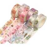 Set de 6 rouleaux de ruban adhésif floral en feuille d'or, largeur 15mm, idéal pour arts diy, journaux, ... Set de 6 rouleaux de ruban adhésif floral en feuille d'or, largeur 15mm, idéal pour arts diy, journaux, ...