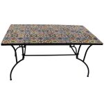 Lifeingarden - table en m�tal pour ext�rieur 150 x 80 cm. avec d�coration de fleurs en mosa�que