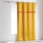 Ligne decor - lot de 2 rideaux a oeillets 140 x 240 cm occultant velours frappe opacia jaune Ligne decor - lot de 2 rideaux a oeillets 140 x 240 cm occultant velours frappe opacia jaune