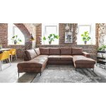 Bobochic - lilly - canap panoramique d'angle gauche - 7 places - en microfibre - marron vintage