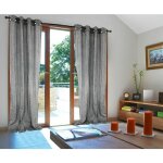 Thedecofactory - linx - rideau � oeillets effet chin� m�tallis� noir 140x250