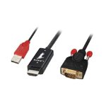 C�ble adaptateur lindy hdmi / vga fiche m�le hdmi - a, fiche m�le vga 15 p�les 2. 00 m noir 41456 c�ble ...