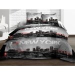 Le linge de jules - housse de couette 240x260 + 2 taies pur coton 57 fils - new york