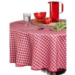 Promo linge nappe ronde de table anti - t�ches 100% polyester motif vichy