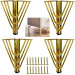 Linghhang - 4 pieds de meuble en mtal dor avec vis, pieds de canap moderne chic lgant, 15 cm, protection ...