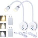 Liseuse murale flexible avec usb, dimmable liseuse de chevet, applique murale int�rieure avec interrupteur, ...