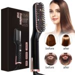 Lisseur barbe brosse lissante cheveux, 3 in 1 rapidement brosse chauffante pour lisseur barbe lisseur ...