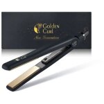 Lisseur - golden curl - the gold titanium - noir - gant r�sistant � la chaleur - 2 pinces crocodile