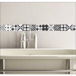 Listel adh�sif d�coratif 5 cm x 180 cm, carreau de ciment graphique noir gris blanc, losange, carr�, ...