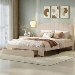 Lit adulte 140 x 200, lit double 140 x 200, tiroir de lit arri�re, t�te de lit r�glable en hauteur, 2 ...