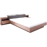 Lit 160x200 renato coloris walnut avec sommier et chevets  led intgrs