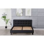 Provence literie - lit 160x200 solide et confortable - tte de lit capitonne noir - pieds 10 cm - 13 ...