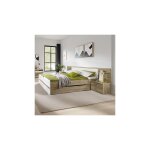 M&s - lit 180x200 cm avec 2 chevets et un tiroir dcor chne et blanc