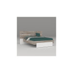Lit 2 personnes 180x200 cm blanc et chne - spiga