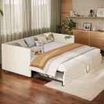 Lit 90 / 180x200 cm, canap - lit convertible multifonctionnel, lit escamotable gain de place en tissu ...