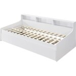 Lit 90 x 200 cm avec rangements ? blanc - lunovica