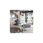 M&s - lit 90x200 cm avec sommier en mtal blanc - bergen